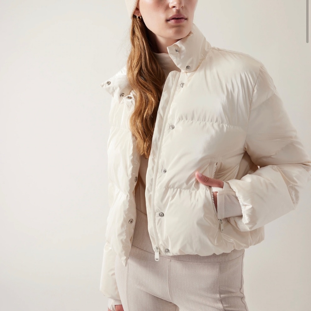 Summit Down Shine Jacket // Athleta // Pearlized Ivory // Small